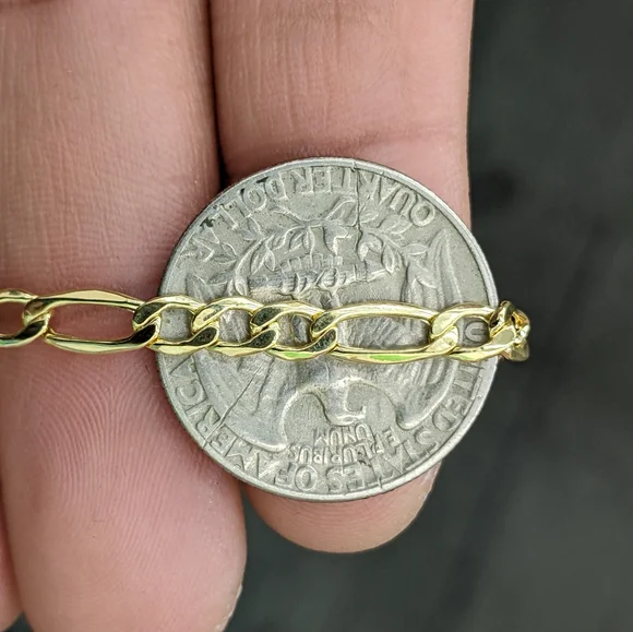 10kt real gold figaro ID bracelet